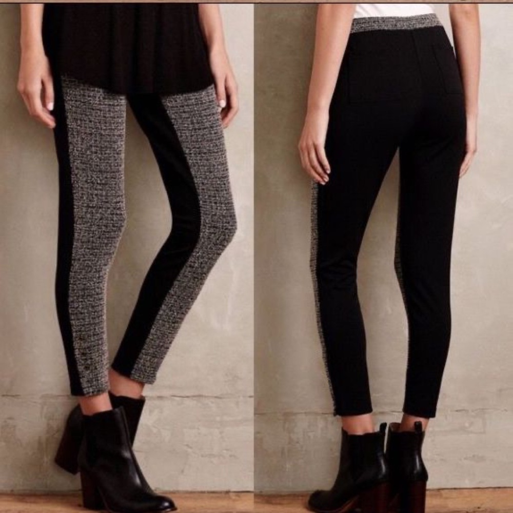 Pair of two toned stretchy black and white leggings